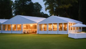 Carpas estructurales con lona blackout